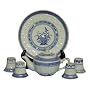 Oriental blue and white rice pattern miniature tea set - porcelain