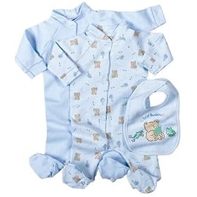 Miniwear 3 Piece Layette Set in Blue: 3-6 Months