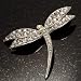 Classic Swarovski Crystal Dragonfly Brooch (Silver Tone) image 6