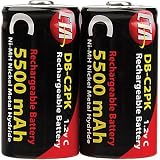 CTA DIGITAL 2 C Size 5500 mAh NiMH Rechargeable Batteries