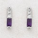 14K White Gold Amethyst and Diamond Bar Drop Earrings