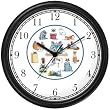 Cartoon Cat Collage Cat - JP - Wall Clock by WatchBuddy Timepieces (Slate Blue Frame)