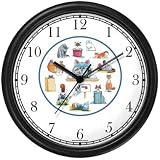 Cartoon Cat Collage Cat - JP - Wall Clock by WatchBuddy Timepieces (Slate Blue Frame)