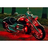 Red Motorcycle LED Neon Accent Lighting Kit with 10 Chrome LED Light Pods by Pivotal Powersports