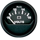 Faria Euro Series Voltmeter, Description 10 To 16 Volts DC Indicates Full Battery Range