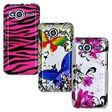 HTC EVO SHIFT 4G THREE CASE COMBO, PINK BLACK ZEBRA STRIPES, RAINBOW BUTTER ....