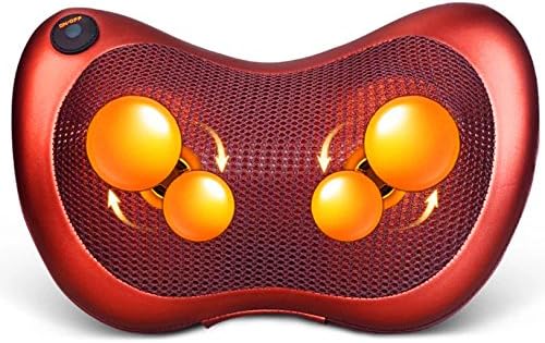 Shiatsu Leg Neck Back Knee Lumbar Shoulders Massager - Personal Electric Massage Cushion Pillow with Heat Balls- Car/ Home Chair Massager, Brown