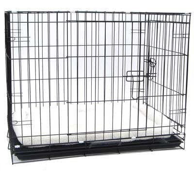 Childrens Toyshop  Pet Supplies : Brand New 2 Doors Dog Kennel Crate Cage 30x21x24 w/Fleece Pad- A305_SHFP