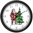 Santa Claus and Christmas Tree Christmas Theme Wall Clock by WatchBuddy Timepieces (White Frame)
