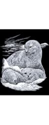 Silver Foil Engraving Art Seal & Pup