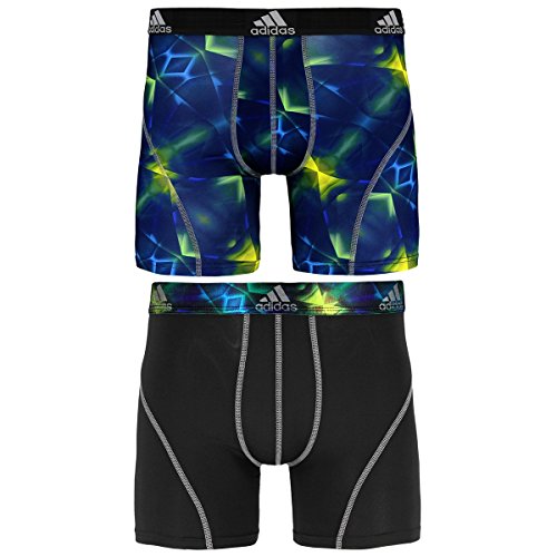 adidas Men's Sport Performance Climacool Boxer Brief Underwear (2 Pack), Solar Green/Grey/Black, XX-Large