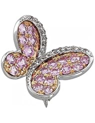Pink Sapphire & Diamond Butterfly Brooch