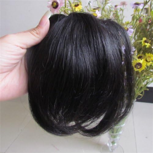 New 8" Fashion Girls Clips on Front Neat Bang Fringe Hair Extensions 20g (#1 Jet Black)