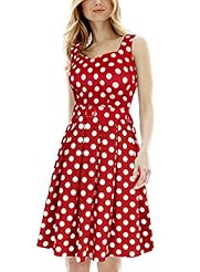Sexy Summer Polka Dot Print Flared-Skirt Cotton/Spandex Skater Dress/Party Dress 