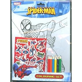 Marvel Heroes Spiderman: Colouring Set (A4 Posters with colouring pencils and stickers)