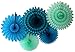 Devra Party 5-Piece Tissue Paper Fans, Sea Breeze Blue Green