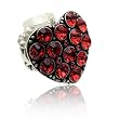 Chunky Red Heart Crystal Studded Stretch Ring