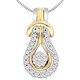 14k Two Tone Gold Love Knot Diamond Pendant (1/5 cttw, H-I Color, I1-I2 Clarity), 18″