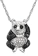 Sterling Silver Black and White Diamond Panda Pendant (1/3 cttw)