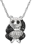 Sterling Silver Black and White Diamond Panda Pendant
