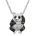 Sterling Silver 1/3 cttw Black and White Diamond Panda Pendant