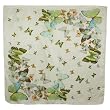 100% Satin Charmeuse Silk Dancing Butterfly Hand Rolled Edges Square Scarf - Tan