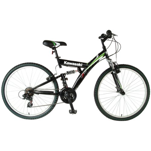 Kawasaki DX126FS Dual Suspension Bike (Black/Green, 26 X 18-Inch) On Sale