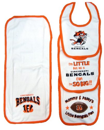 Cincinnati Bengals Infant 3 Bibs & Burp Cloth Set