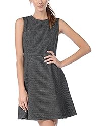 Polyester/Rayon/Wool Sheath Round Neck Sleeveless Checkered Print Evening Dress/Party Dress 