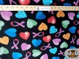 Fleece Printed MISC *RIBBON HEART* Fabric By the Yard
