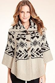 Navajo Print Chunky Knit Cape Cardigan with Wool