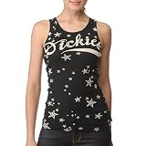 Dickies Girl Solid 2x1 Rib Tank Top Stars & Script Print in Black - Ships in 