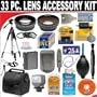 33 PC ULTIMATE MONSTER SUPER SAVINGS DELUXE DB ROTH ACCESSORY KIT, INCLUDES LENSES, FILTERS, VIDEO LIGHT, ACCESSORIES AND MUCH MORE!For The JVC GR-D33, D72, D93, D200, D230, DZ7, DVL105U, DVL120U MiniDV Camcorders