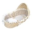 Hooded Moses Basket with Beige Gingham Bedding - 875