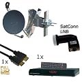 HDTV Sat-Anlage, 80cm Spiegel, Twin LNB, Megasat HD 400 schwarz, 1m HDMI Kabel