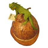 Handmade Coconut Piggy Bank With Iguana Carving (Thailand)