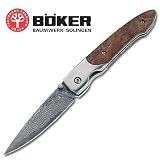 Boker Senior, Burl Handle, Damascus Blade, Plain