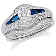 14K White Gold Sapphire and Diamond Wedding Set Semimount - CENTER STONE NOT INCLUDED