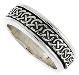Sterling Silver 5/16" (8 mm) Celtic Knot Design Spinner Ring Size 13