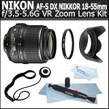 Nikon AF-S DX NIKKOR 18-55mm f/3.5-5.6G VR Zoom Lens - f/3.5 to 5.6 for Nikon Digital SLR Cameras + Vivitar Series 1 (Ultra Violet) Multi-Purpose Glass Filter + Lens Hood + Lens Pen Cleaning Kit + Lens Cap Keeper + ButterflyPhoto MicroFiber Cloth