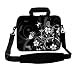 14 inch Black and White Butterflies Floral DOUBLE Sided Print Dual Compartment Laptop Carrying Case Notebook Slipcase Bag Netbook Sleeve Cover for Apple PowerBook Dell HP