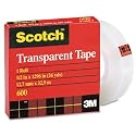 3M 600121296 Transparent Glossy Tape 1/2 x 36 Yards 1 in.Core Clear Six per Box