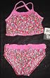 Infant/Toddler Girls 2 PC Swimsuit Ruffle Neck Tankini Red/Blue/Magenta Ditsy