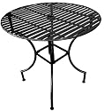 PTC Home & Garden Park Round Table with 2-Inch Umbrella Holder, Black
