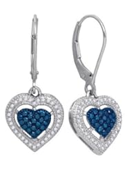 10KT White Gold 0.40CT-Diamond HEART Earrings