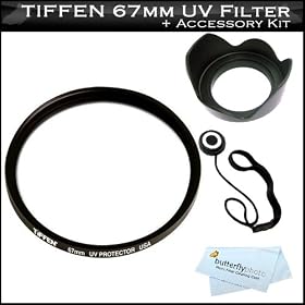 Tiffen 67mm UV Protection Filter Bundle Kit For Canon EF-S 18-135mm f/3.5-5.6 IS UD Standard Zoom Lens (3558B002) For Canon Digital EOS T4i, 60D, EOS 7D, T3i, T3, T2i, T1i, Xsi, XS, EOS 5D, EOS-1Ds , EOS-1D, EOS-1D X, DSLR Cameras + 67mm Lens Hood + More