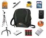 Canon PowerShot [SX100, A720, A650 IS] Accessory Kit (Incl. LOWEPRO Carrying Case and LOWEPRO Memory Card Wallet, Four (4) NiMH Recharegeable AA Batteries and Charger, 2GB SD Memory Card, 64-in-1 Card Reader, 5-YR Warranty, Screen Protectors, GORILLAPOD Original Flex Tripod, Cleaning Pen, 57-in Tripod w/ Carrying Case, Lens Cleaning Kit)