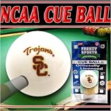 USC Southern California Trojans NCAA Logo Billiards Pool Cue Ball w/ Wood Display Stand