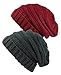 NYFASHION101 Oversized Baggy Slouchy Thick Winter Beanie Hat - 2 Pack, Burgundy/Melange Gray