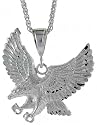 Sterling Silver 2 1/4" (57 mm) Diamond Cut Eagle Pendant
